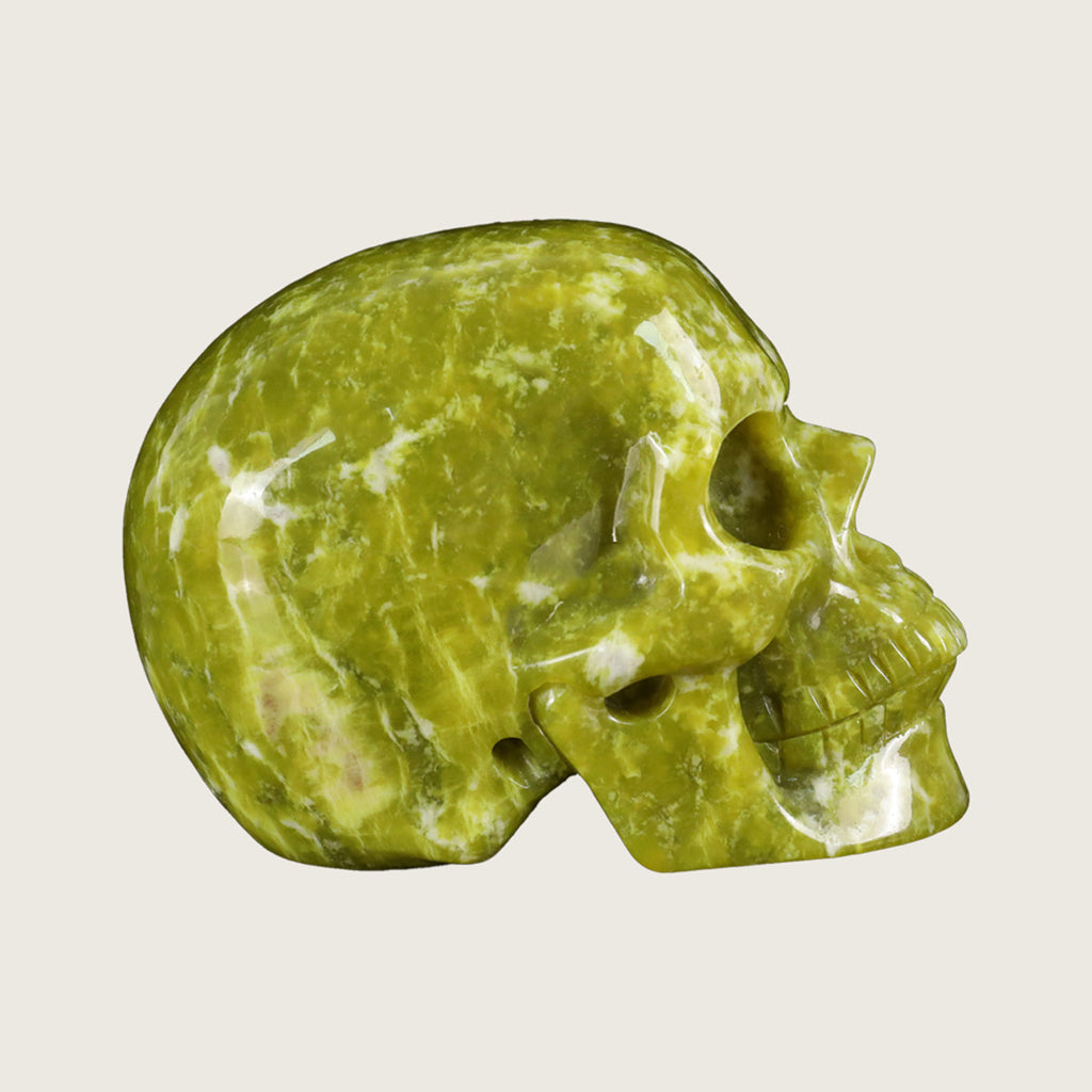 4.5" Xiuyan Jade Crystal Skull Carving  #SKH45014