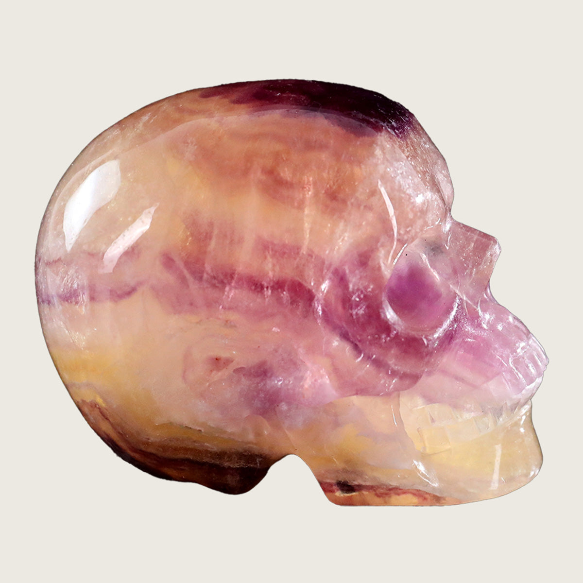 3.0" Fluorite Human Skull Carving  #SKH30011