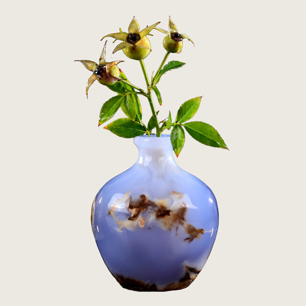 2.9" Blue Chalcedony Vase Carving  #CHA0001
