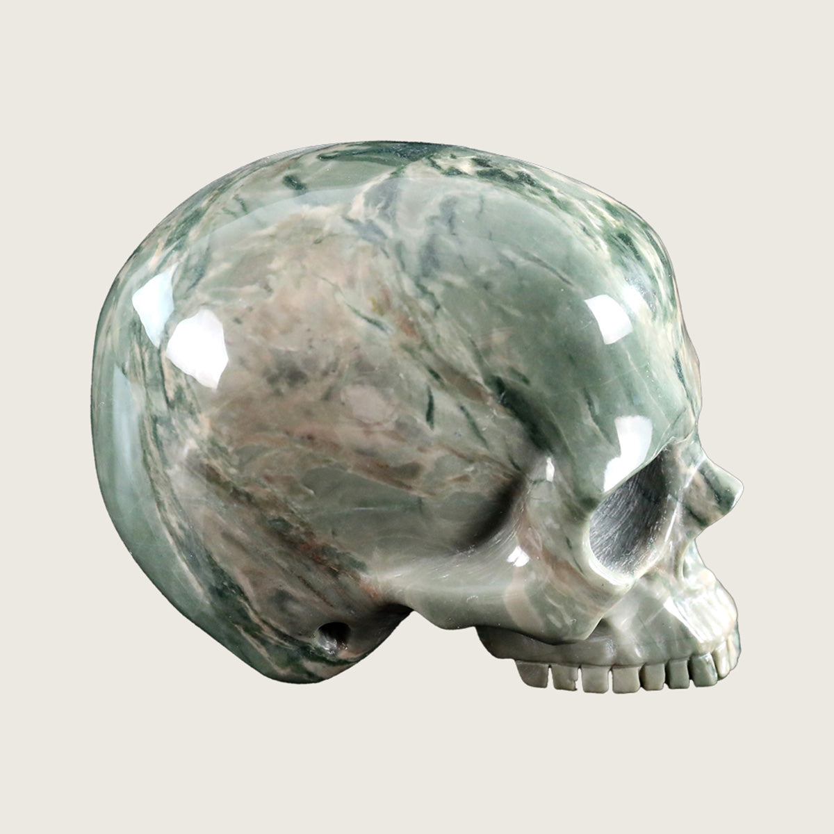 4.0" Nine Dragon Jade Jawless skull Carving  #CSC0015