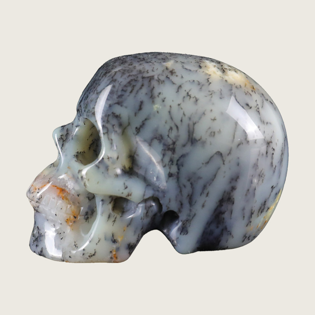 2.2" White Opal Human Skull Carving  #SKH22017