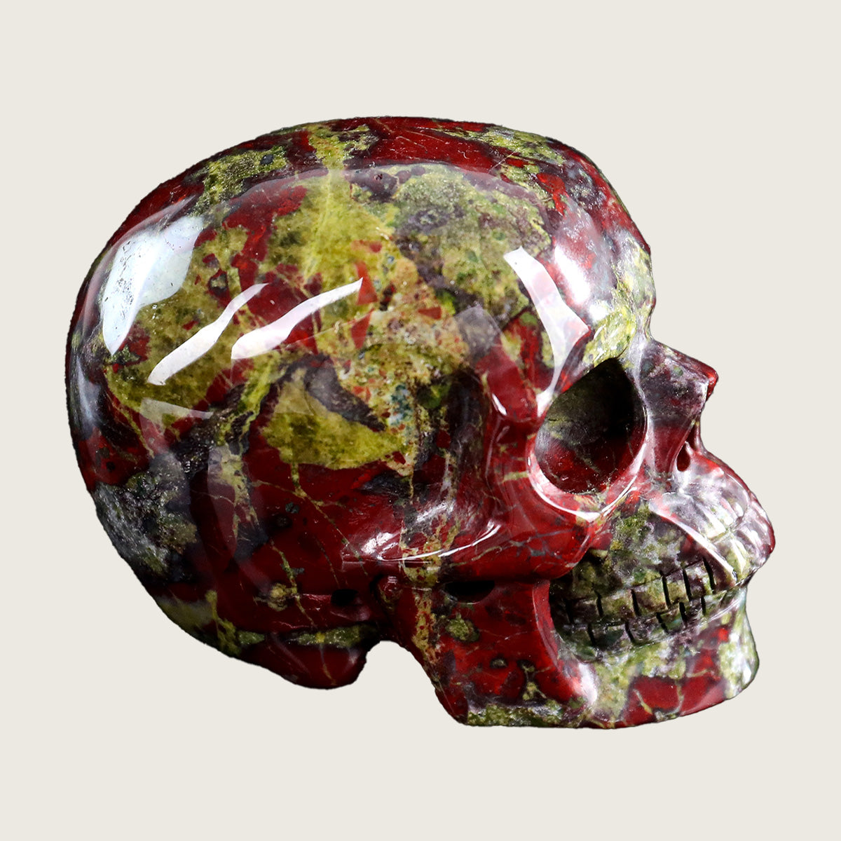 3.0" Dragon Blood Jasper Crystal Skull Carving  #SKHDB3001