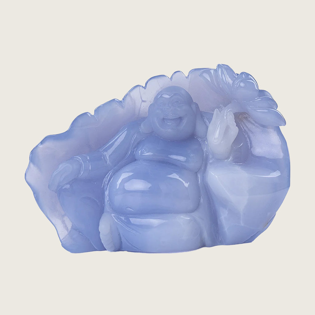 7.0" Blue Chalcedony Crystal Buddha Carving  #CTC0038