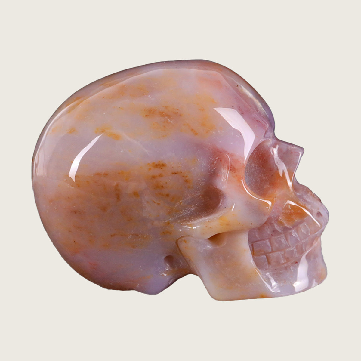 3.0" Chalcedony Jasper Human Skull Carving  #SKH30020