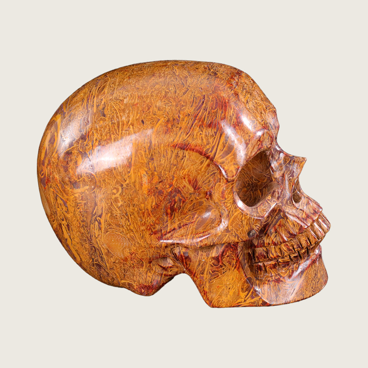 7.0" Elephant Skin Jasper Human Skull Carving  #SCS0015