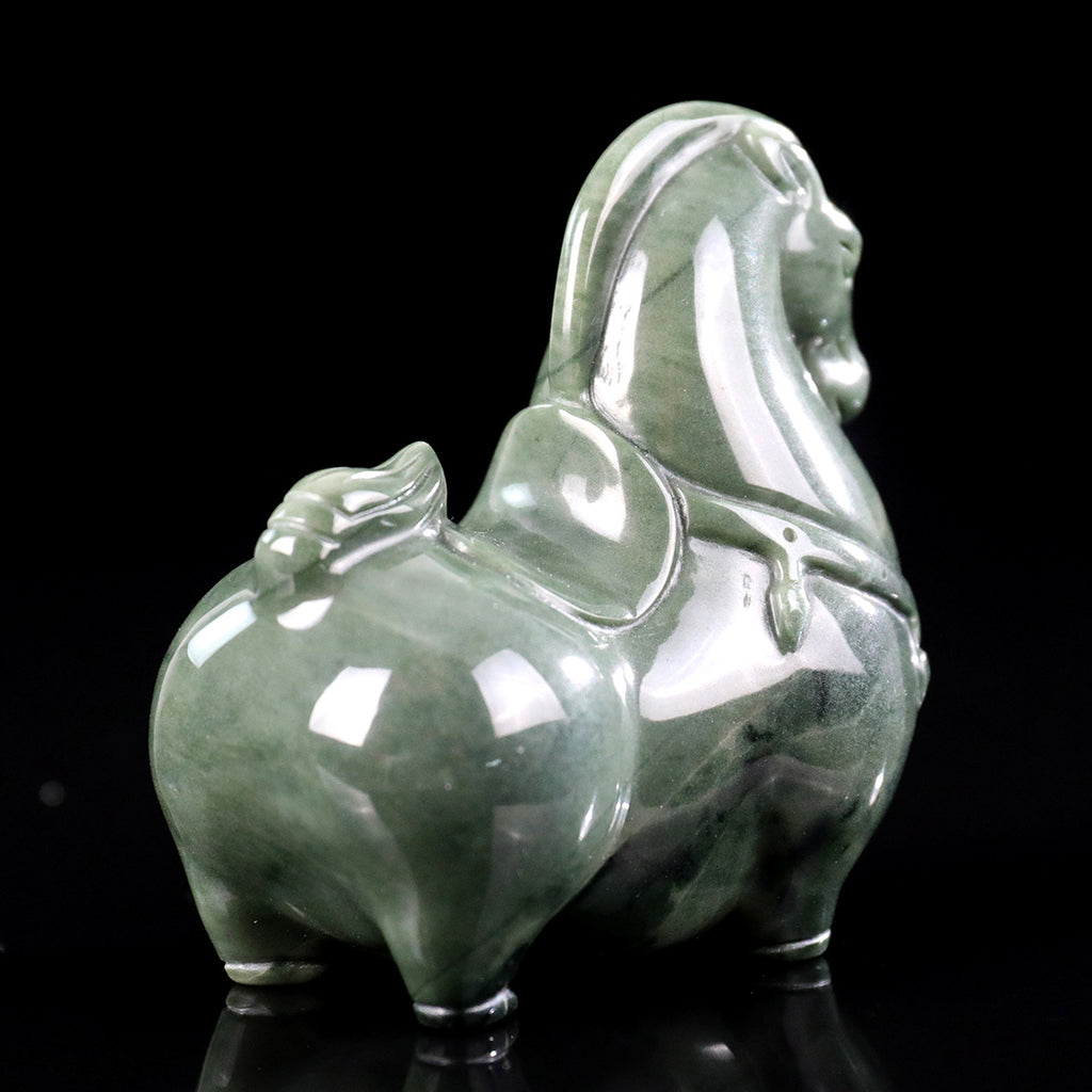 3.0" Jiulong Jade Tang Horse Carving  #CHA0023