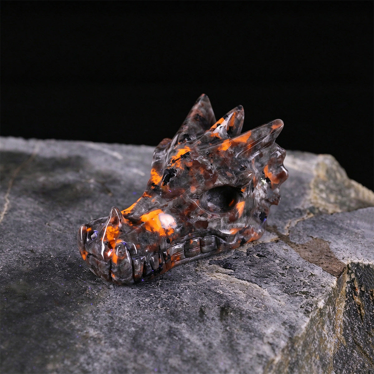 2.5" Fire Stone Dragon Skull Carving  #CSC0050