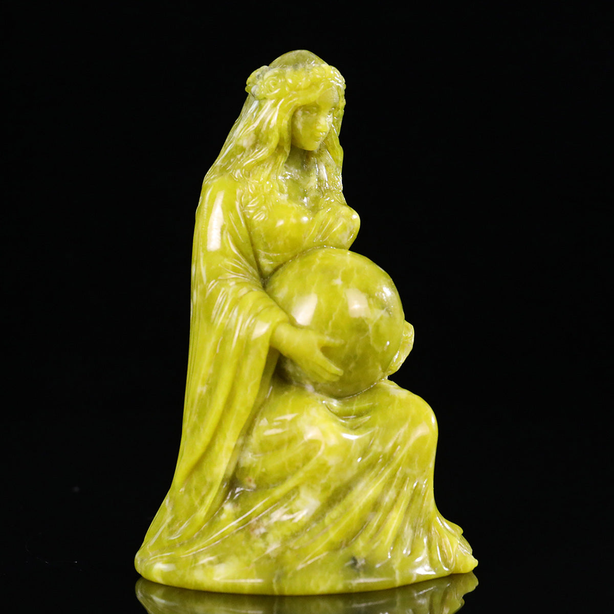 3.0" Xiuyan Jade Mother Earth Carving  #CTC0067
