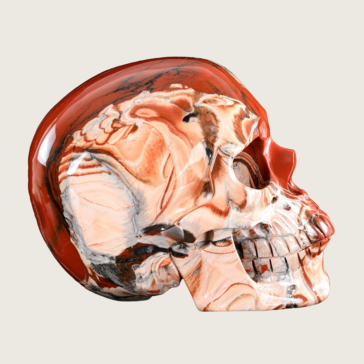 10.0" Red Jasper Huge Skull Carving  #SCS0004