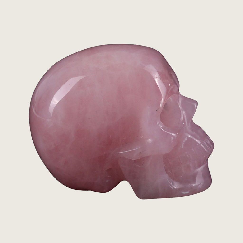 2.2" Rose Quartz Crystal Skull Carving  #SKH22026
