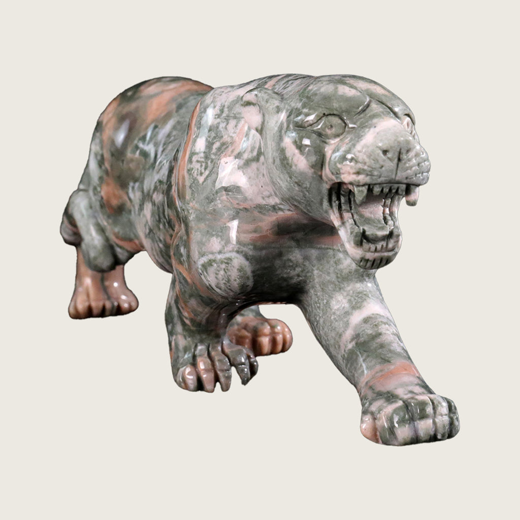 9.0" Jiulong Jade Leopard Carving  #CTC0056