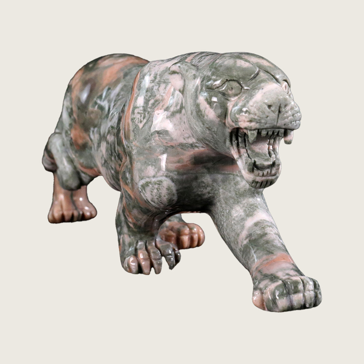9.0" Jiulong Jade Leopard Carving  #CTC0056