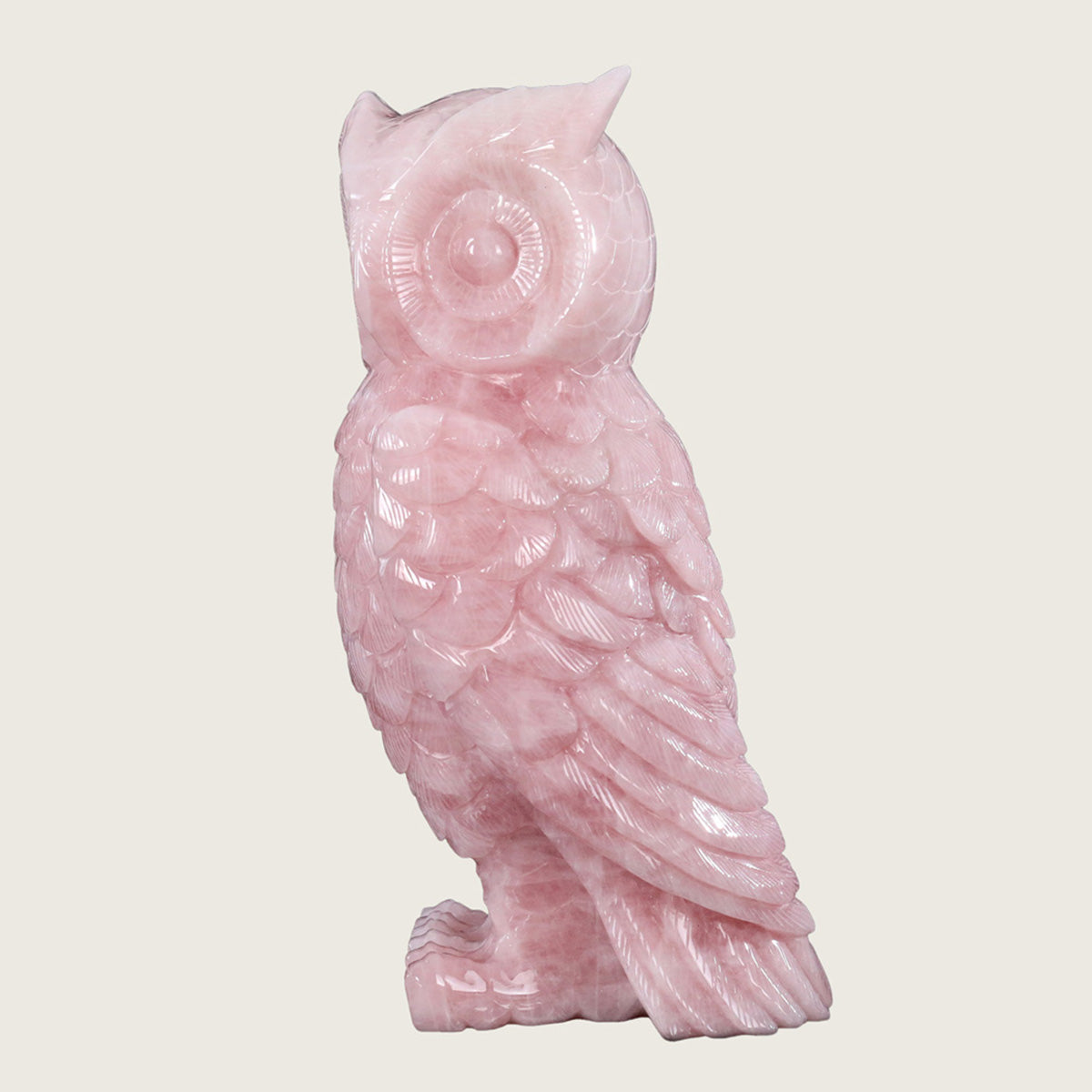 5.8" Rose Quartz Owl Carving  #CTC0017