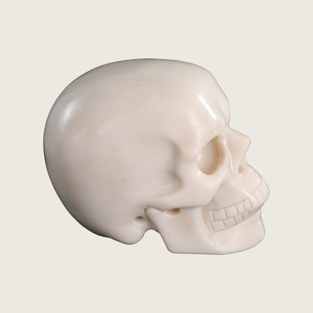 3.0" White Jade Crystal Skull Carving  #SKH30053