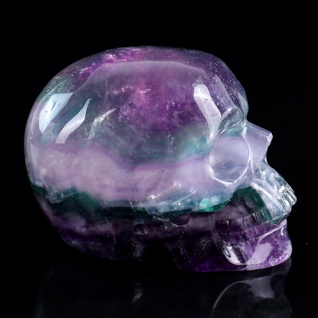 3.0" Colorful Fluorite Crystal Skull Carving  #SKH30110