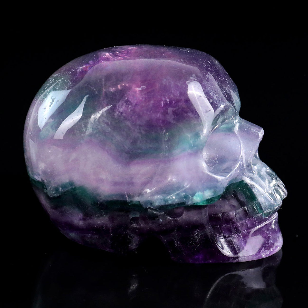 3.0" Colorful Fluorite Crystal Skull Carving  #SKH30110
