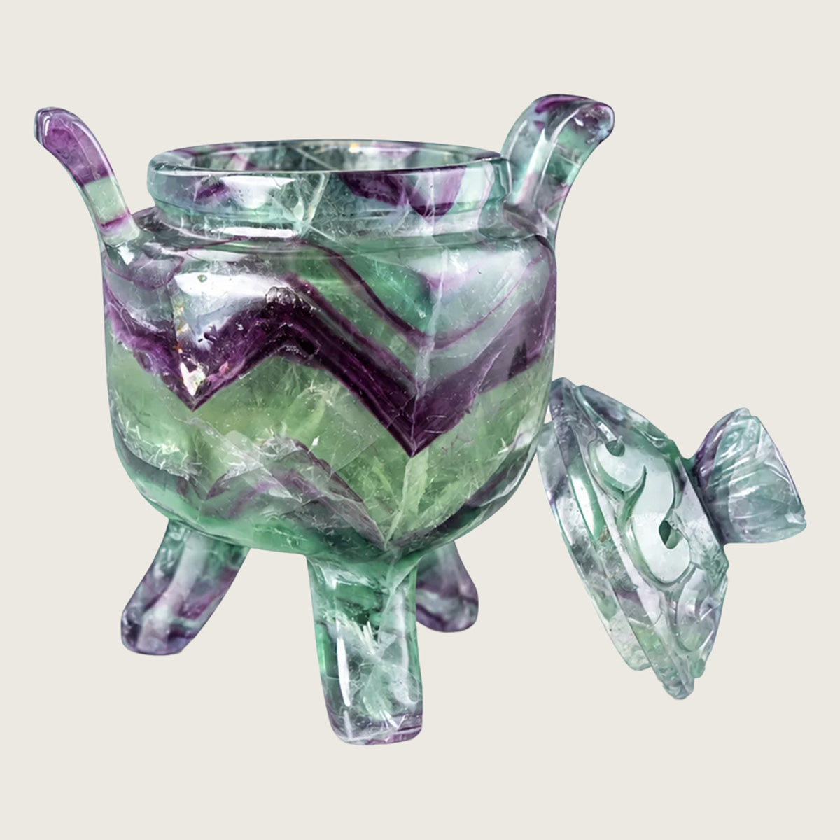 4.9" Fluorite Crystal Censer Carving  #CTC0045