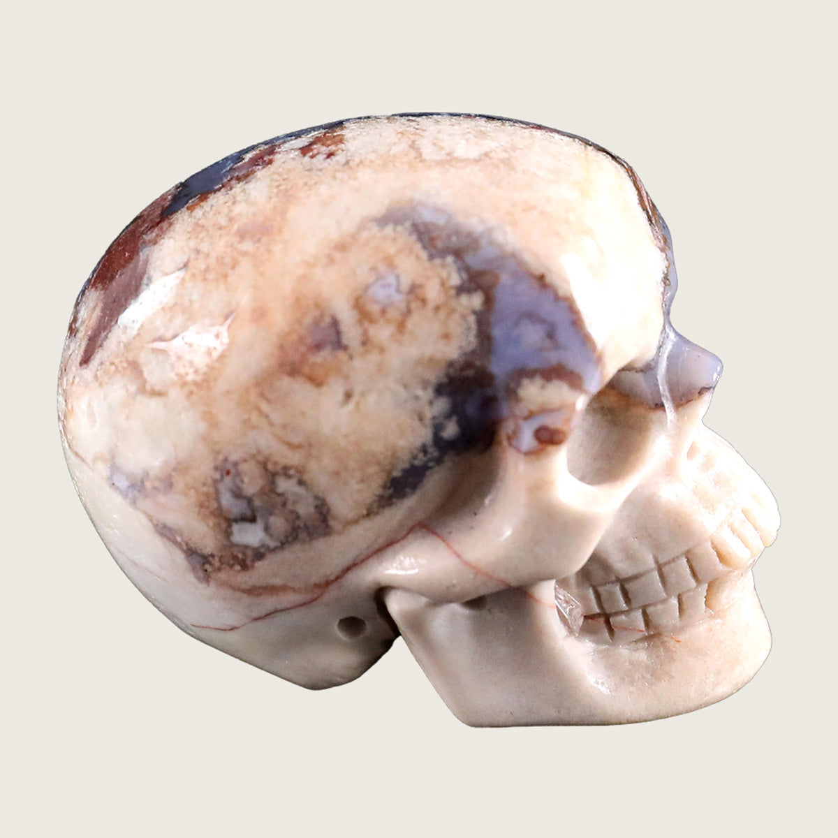 2.2" Blue Flower Agate Human Skull Carving  #SKH22003