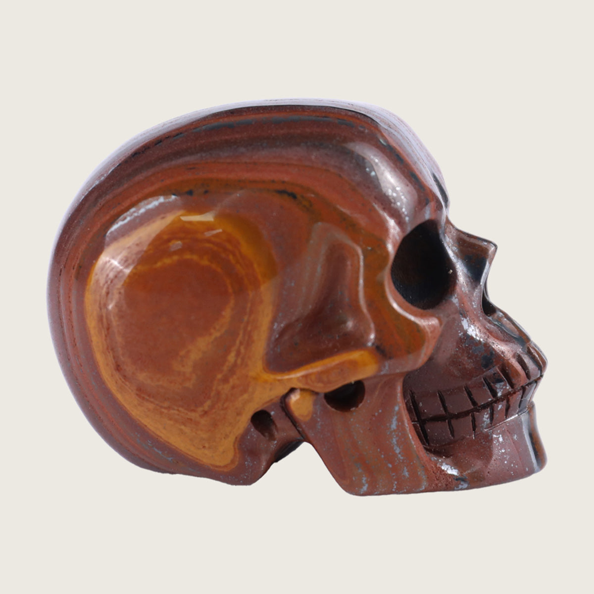 2.2" Tiger Iron Human Skull Carving  #SKH22012