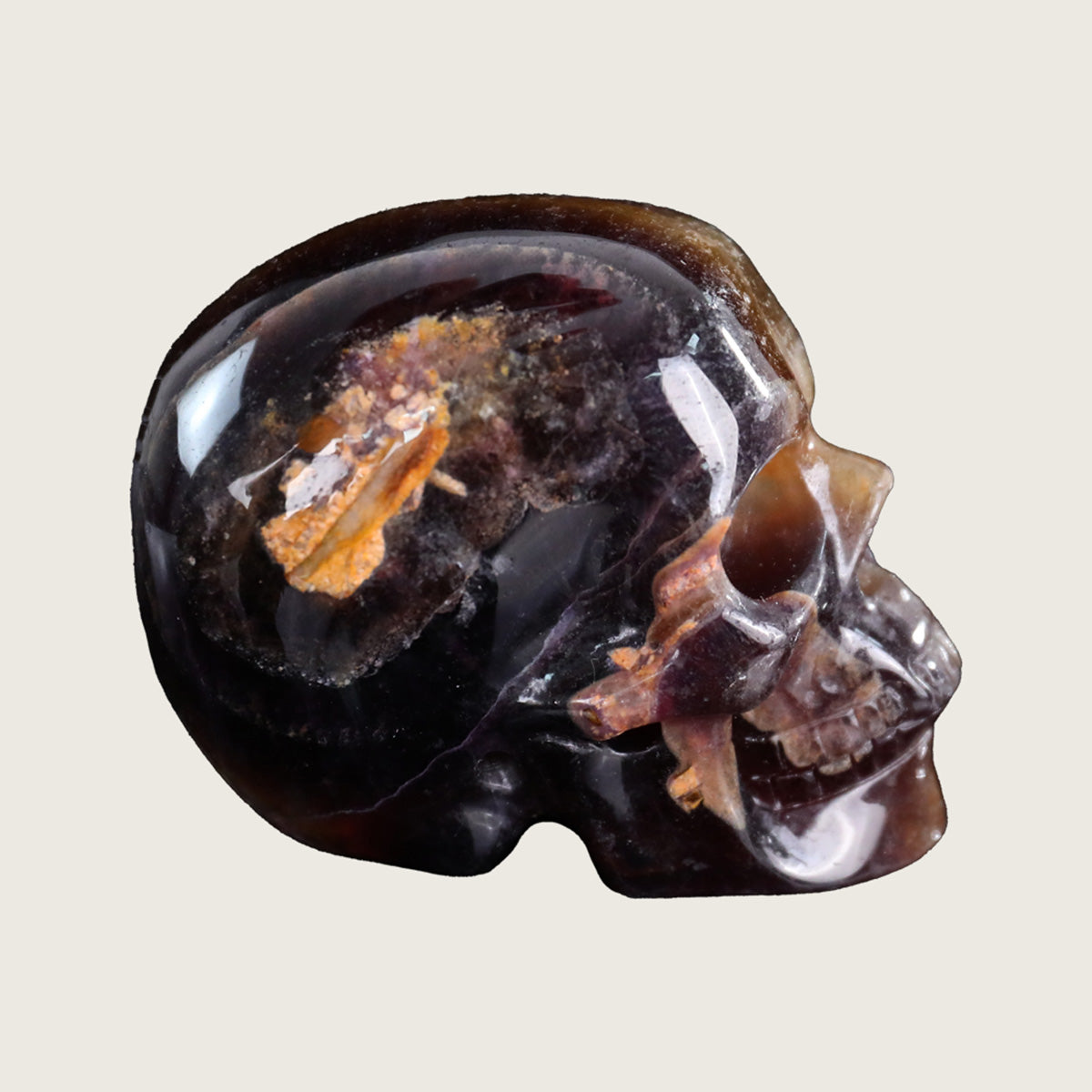 3.0" Coffee Stone Crystal Skull Carving  #SKH30085