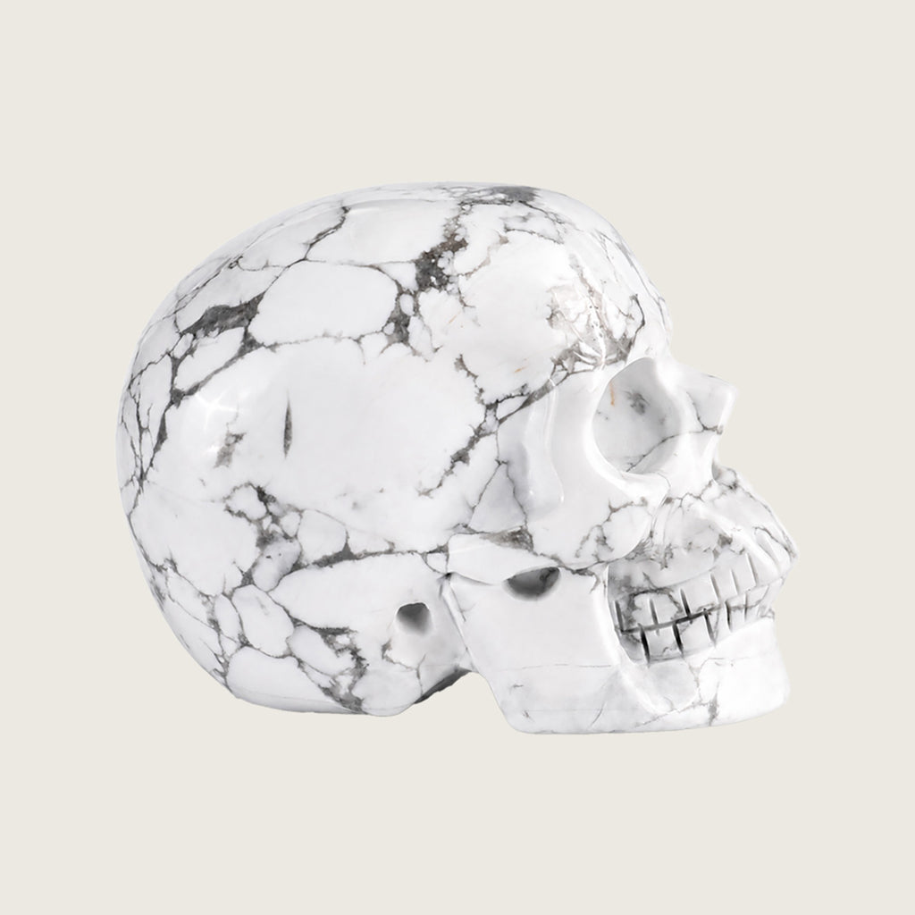 3.0" Howlite Crystal Skull Carving  #SKH30051