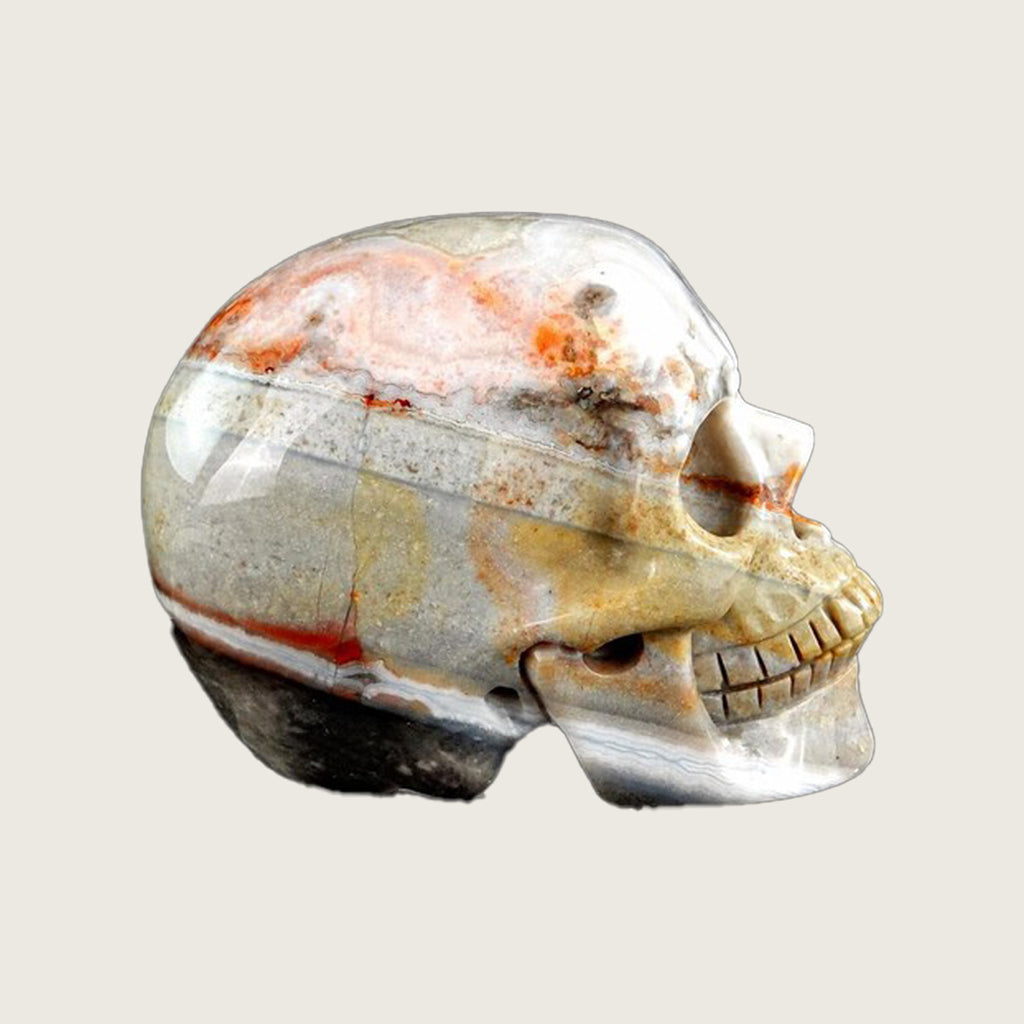 3.0" Red Lace Agate Crystal Skull Carving  #SKH30080