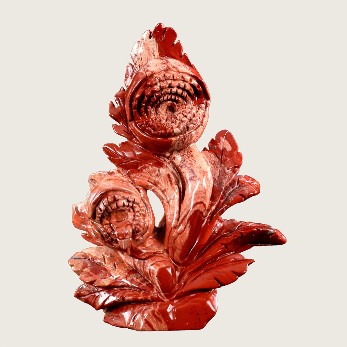 5.3" Red Jasper Carnivorous Flower Carving  #CTC0016