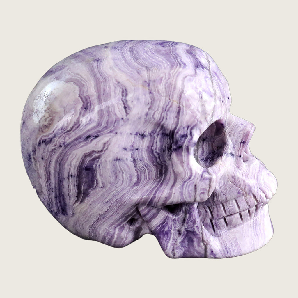 3.0" Purple Malachite Human Skull Carving  #SKH30007