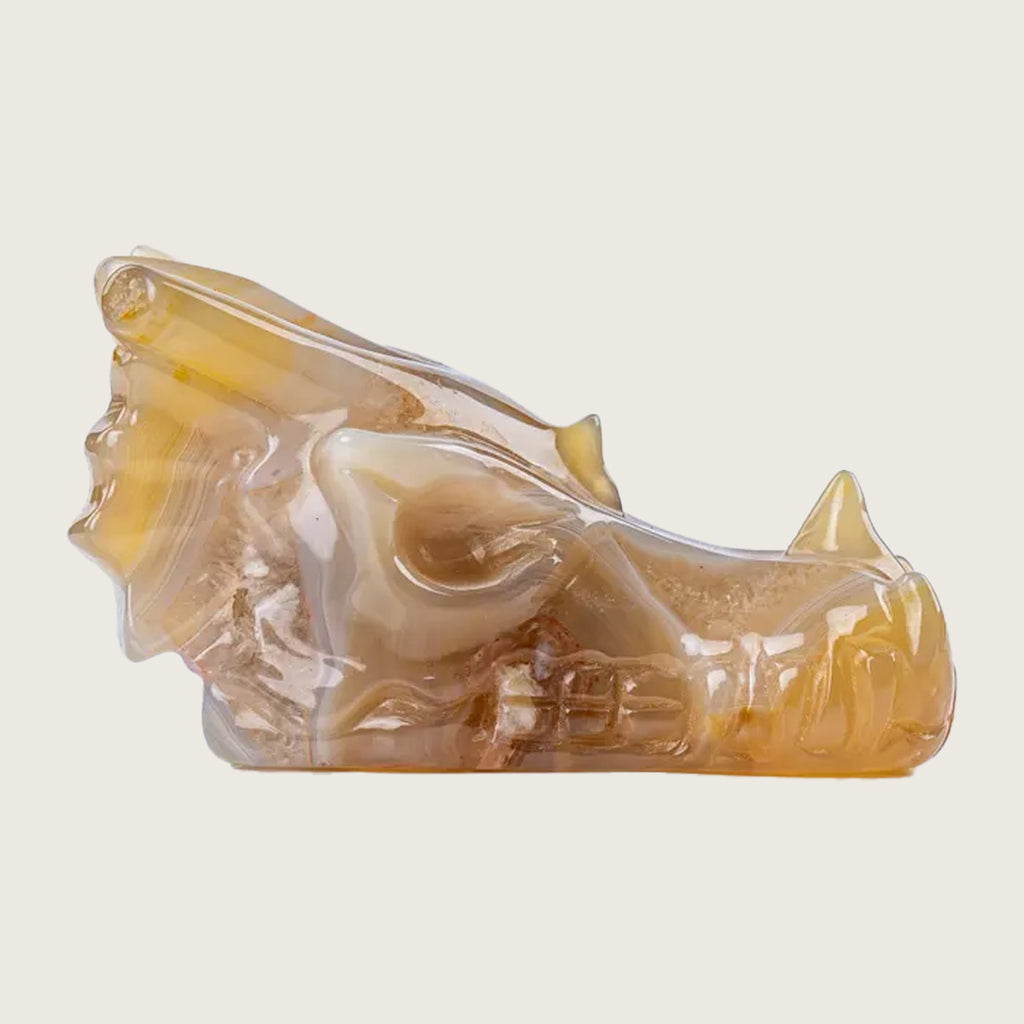 3.1" Sakura Agate Dragon Skull Carving  #CSC0007