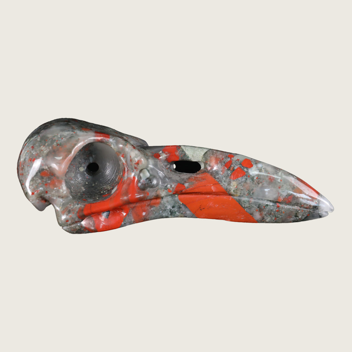 4.6" African Bloodstone Raven Skull Carving  #CSC0011