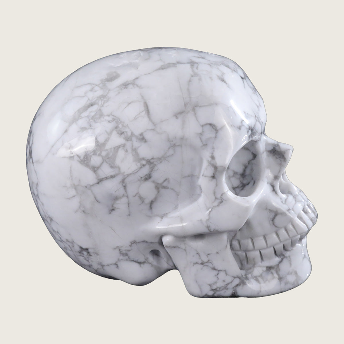 4.5" Howlite Human Skull Carving  #SKH45007