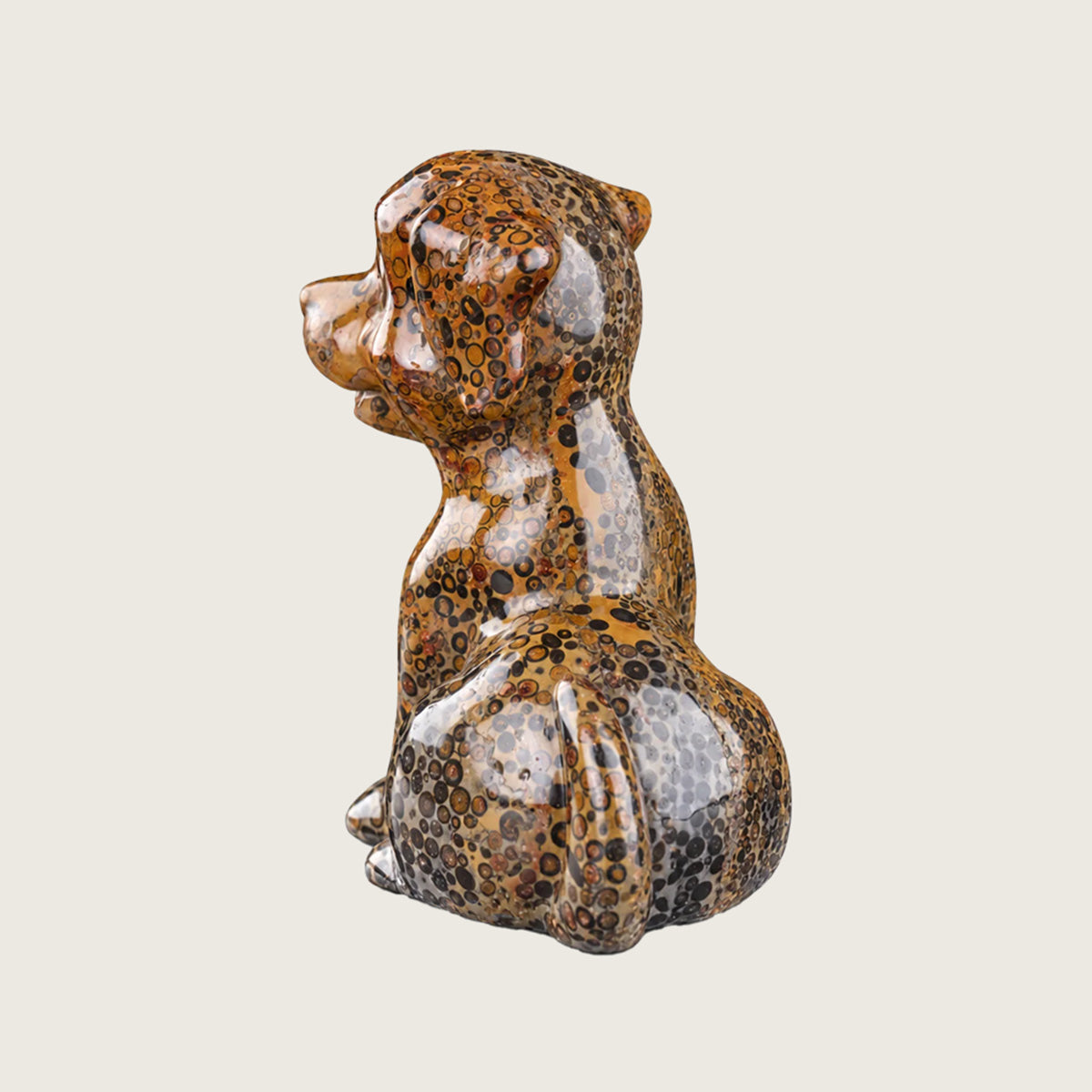 3.9" Leopard Skin Jasper Labrador Dog Carving  #CTC0043
