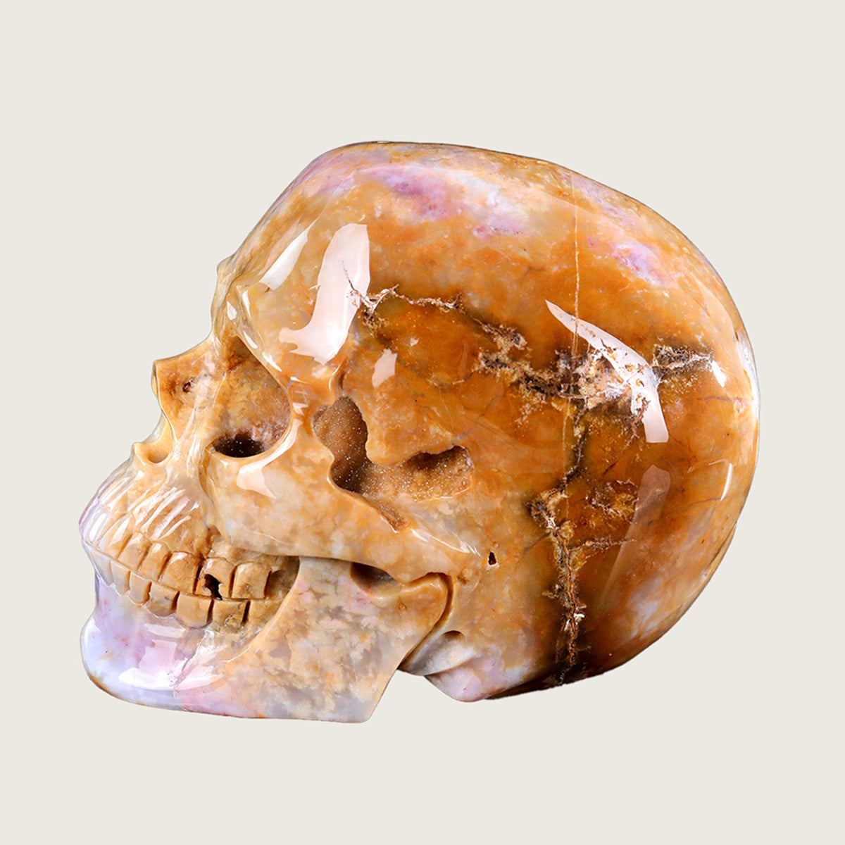 8.6" Chalcedony Jasper Skull Carving  #SCS0008