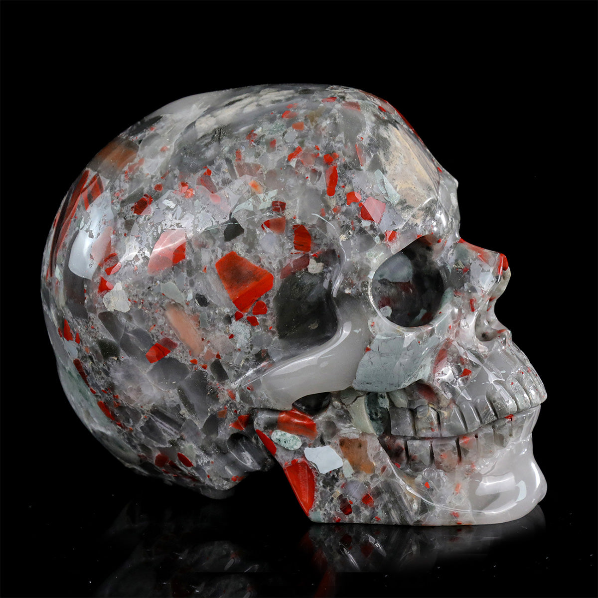 6.8" African Bloodstone Crystal Skull Carving  #SCS0026
