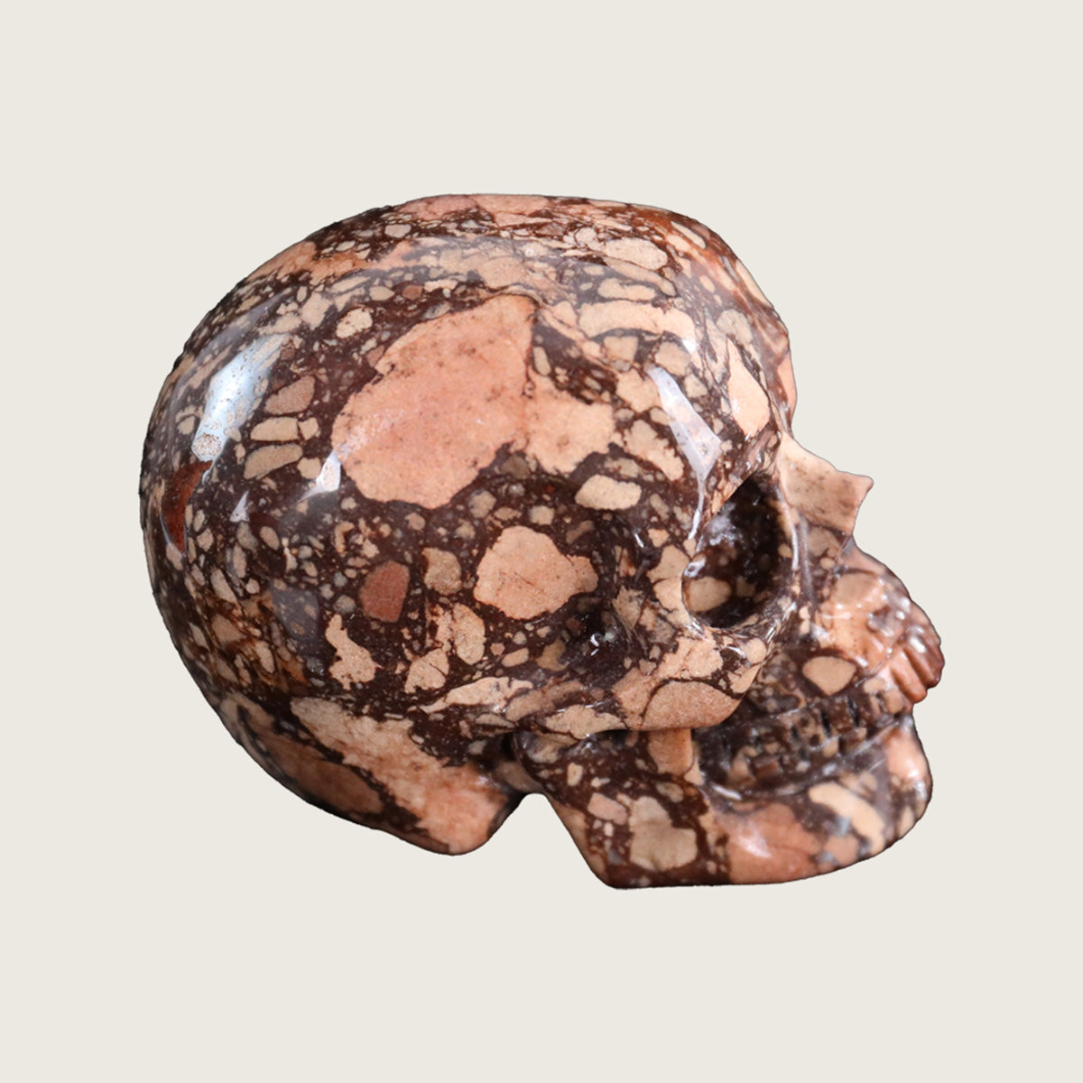 3.0" Coffee Stone Crystal Skull Carving  #SKH30059