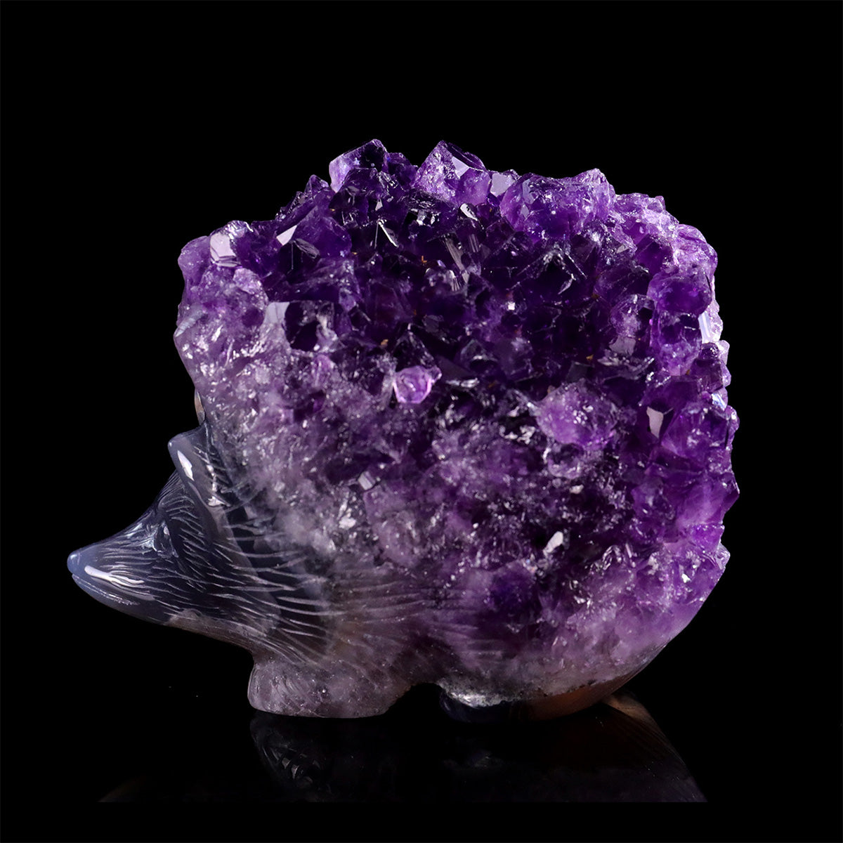 3.0"Amethyst Cluster Hedgehog Carving  #GDC0025