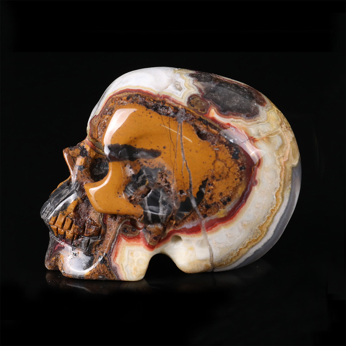 2.2" Red Lace Agate Crystal Skull Carving  #SKH22078