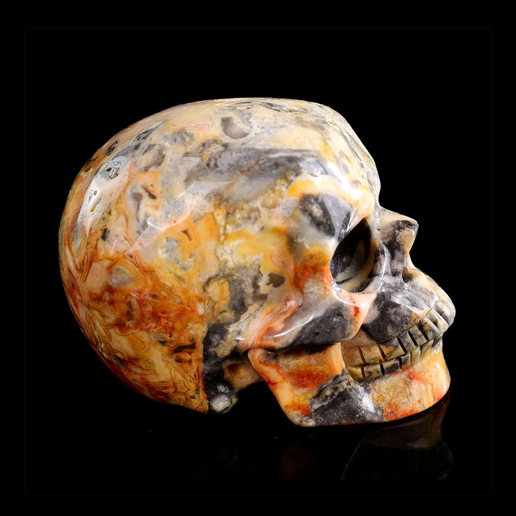 3.0" Crazy Agate Crystal Skull Carving  #SKH30115