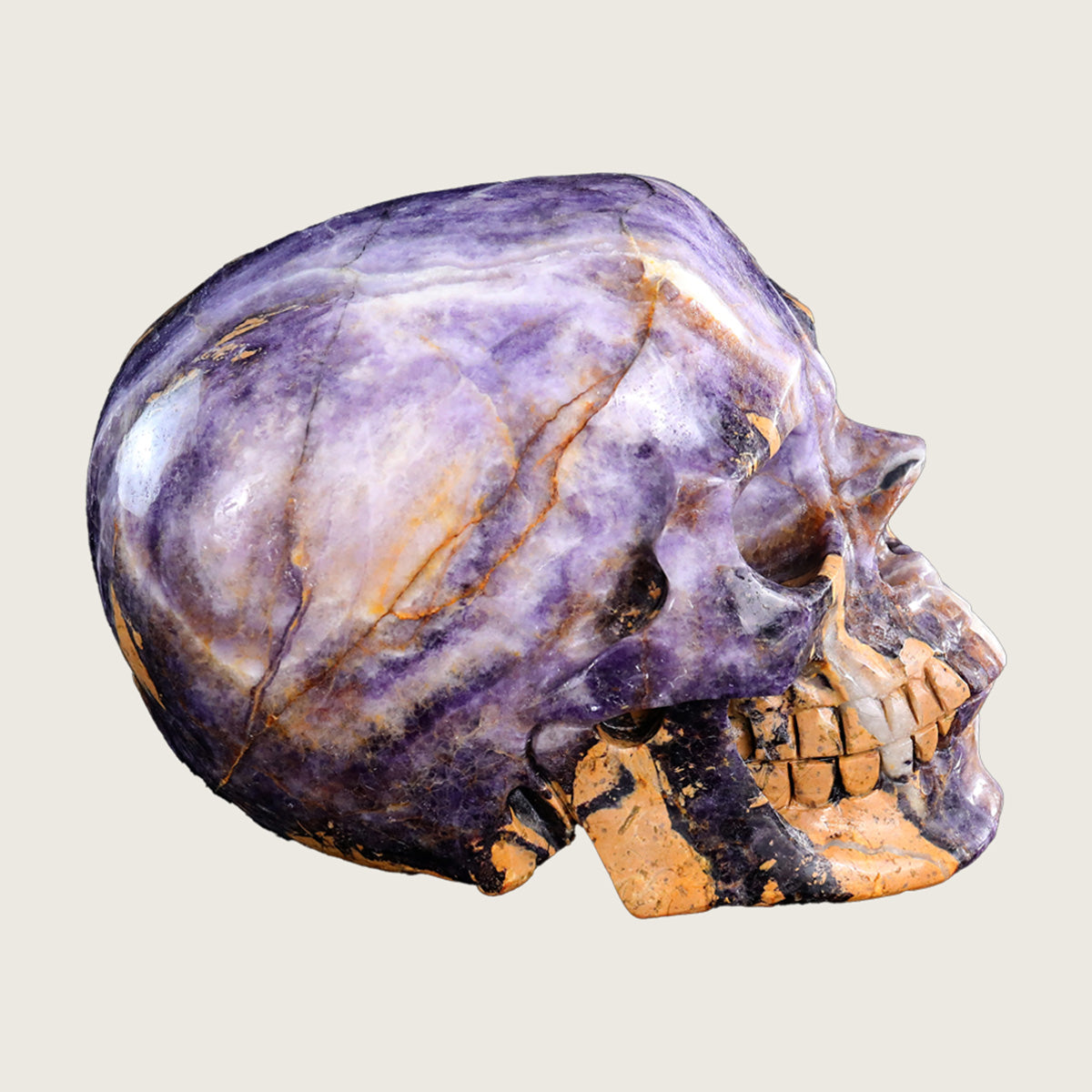 9.2" Purple Fluorite Human Skull Carving  #SCS0014