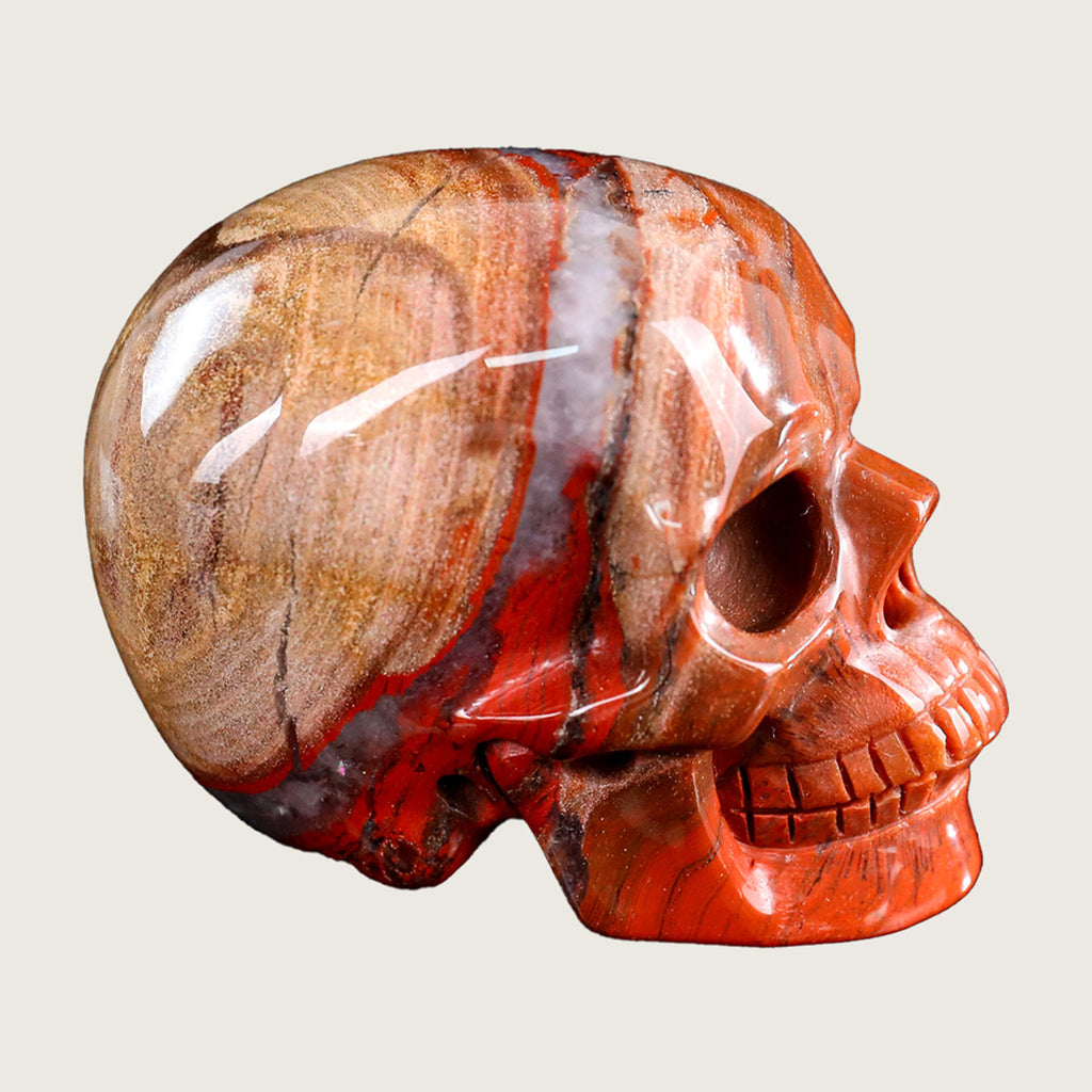3.0" Red Jasper Human Skull Carving  #SKH30004