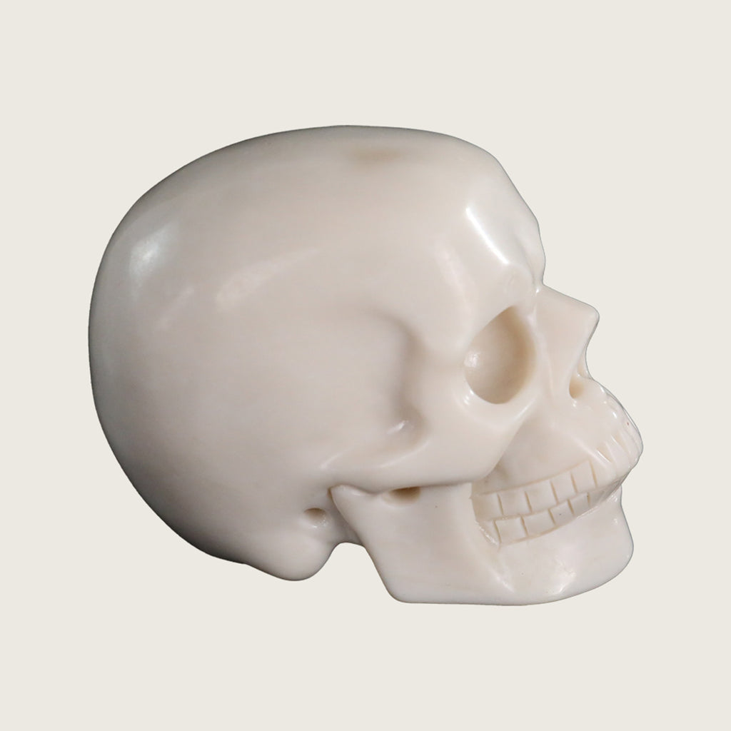 3.0" White Jade Crystal Skull Carving  #SKH30052