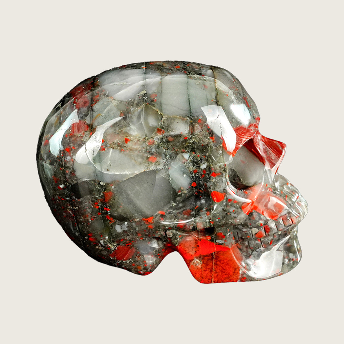 4.5" African Bloodstone Crystal Skull Carving  #SKH45021