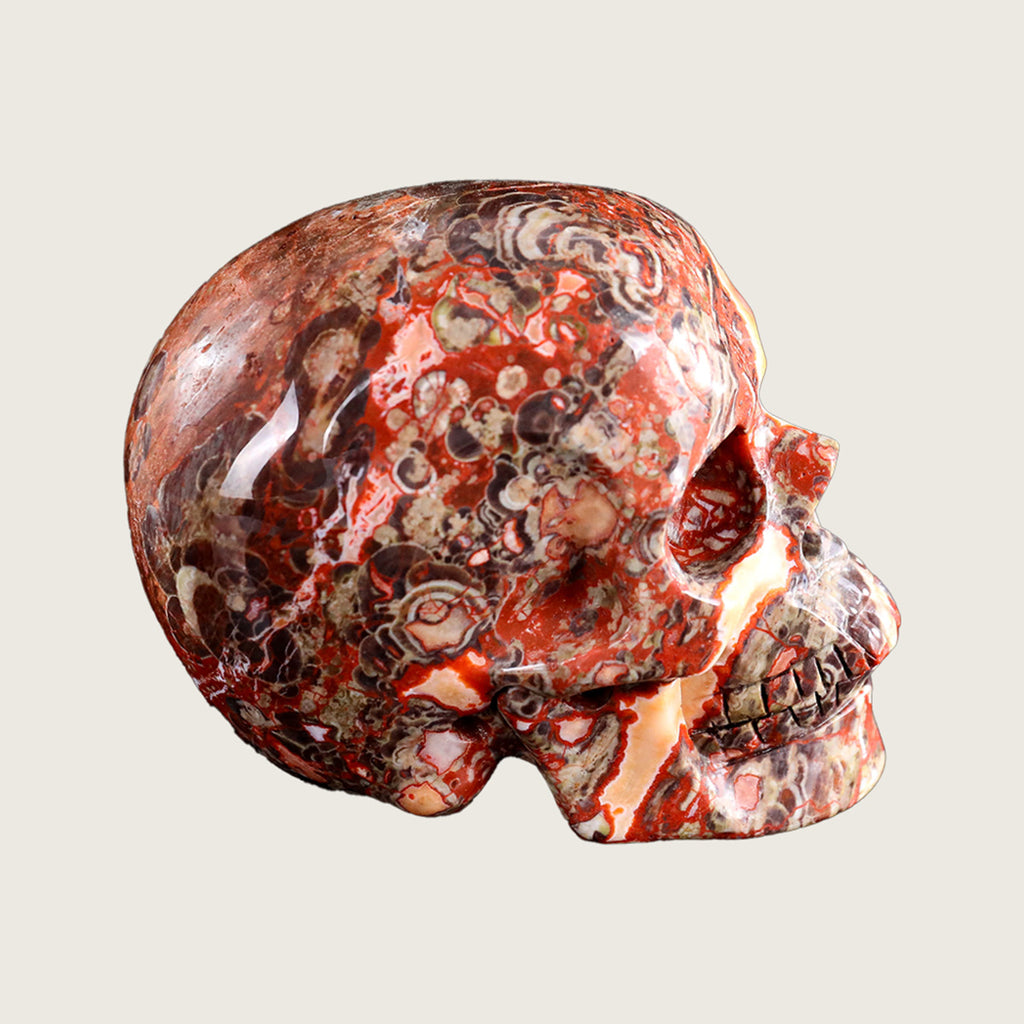 4.5" Coin Agate Crystal Skull Carving  #SKH45008
