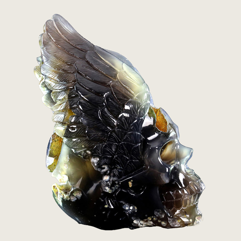 5.2" Geode Agate Huge Skull Carving  #SCS0006