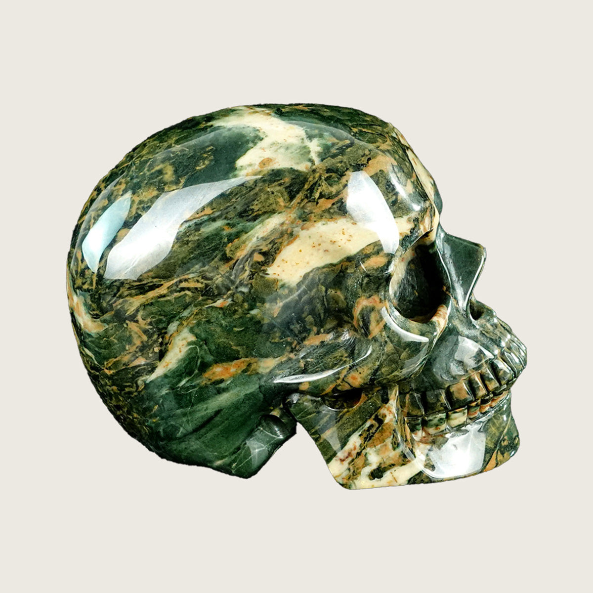4.5" Nine Dragon Jade Crystal Skull Carving  #SKH45024
