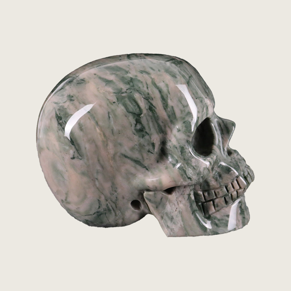3.0" Jiulong Jade Crystal Skull Carving  #SKH30071