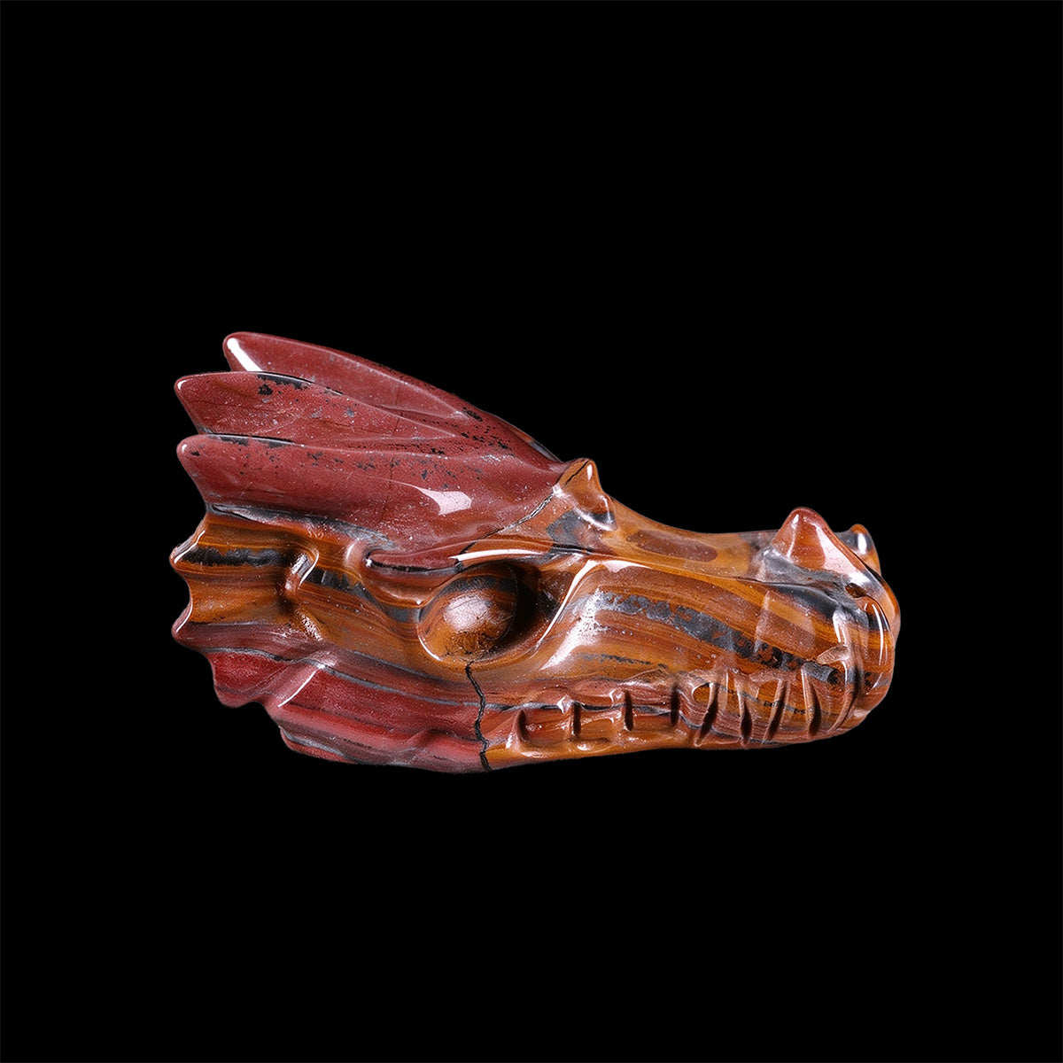 3.0" Tiger Iron Dragon Skull Carving  #CSC0048