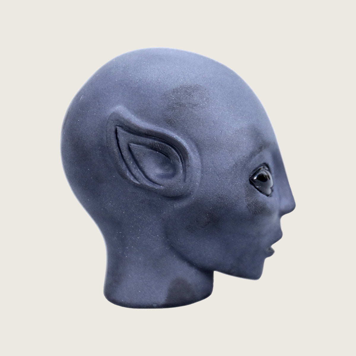 3.5" Black Obsidian Elf Alien Skull Carving  #CSC0001