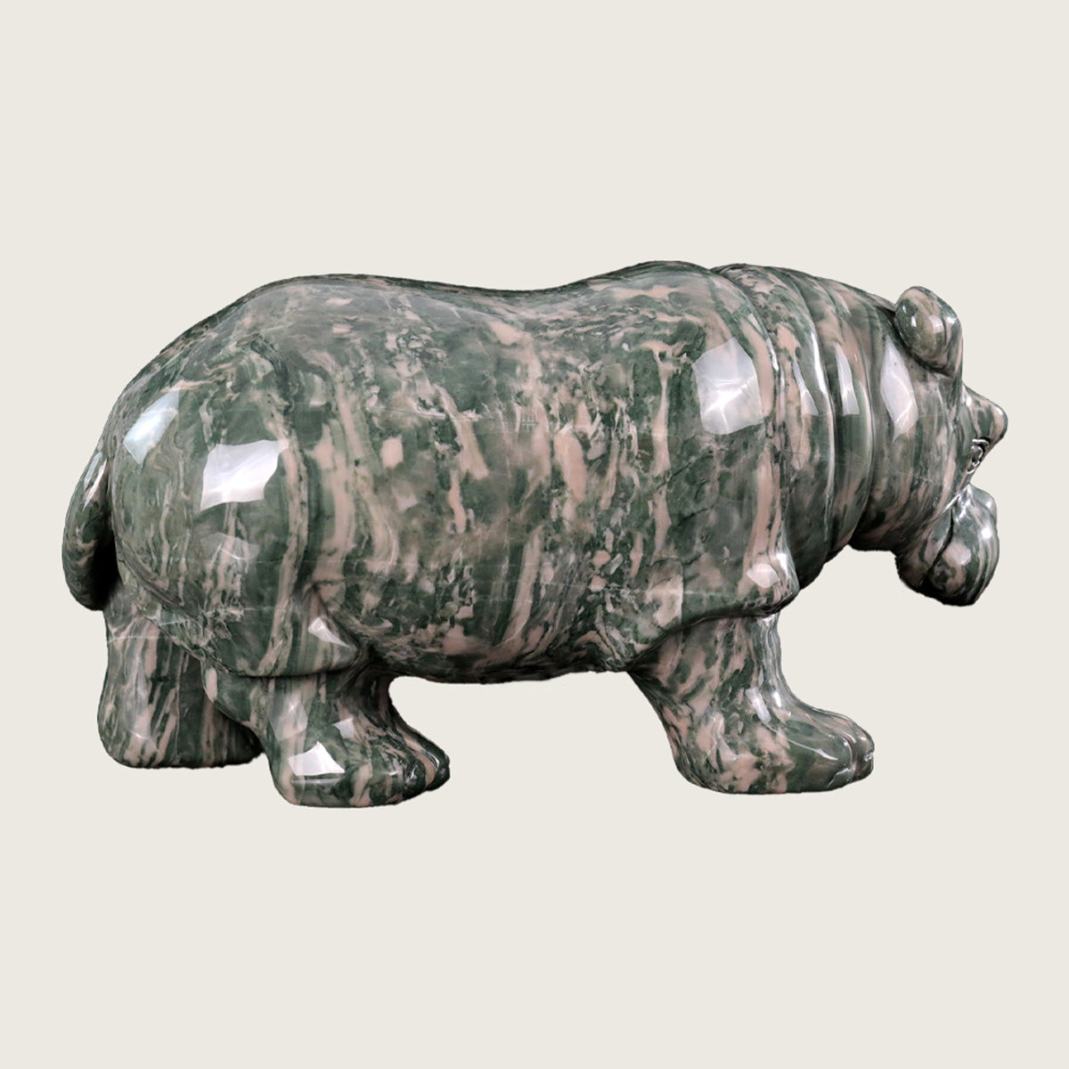 10.0" Jiulong Jade Hippo Carving  #CTC0058
