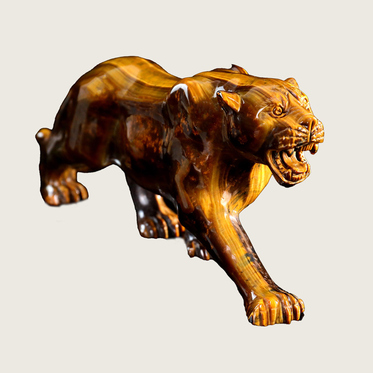 10.8" Tiger Eye Leopard Carving  #CTC0007